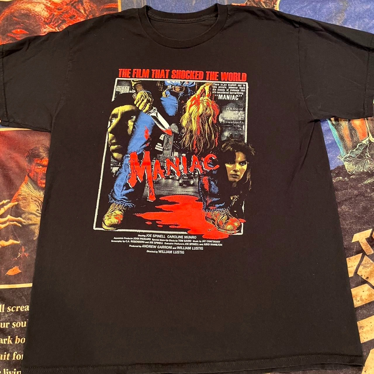 MANIAC 1980s Horror Movie T-Shirt Vintage Slasher Film Tee, Classic Gore Movie