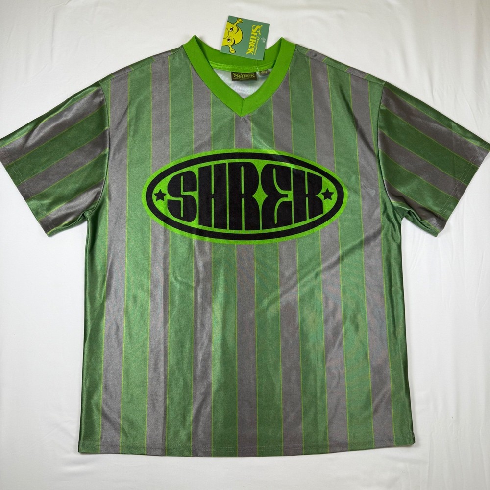 Shrek Dreamworks Jersey Cartoon Striped 04 V-Neck T-Shirt Men’s Small
