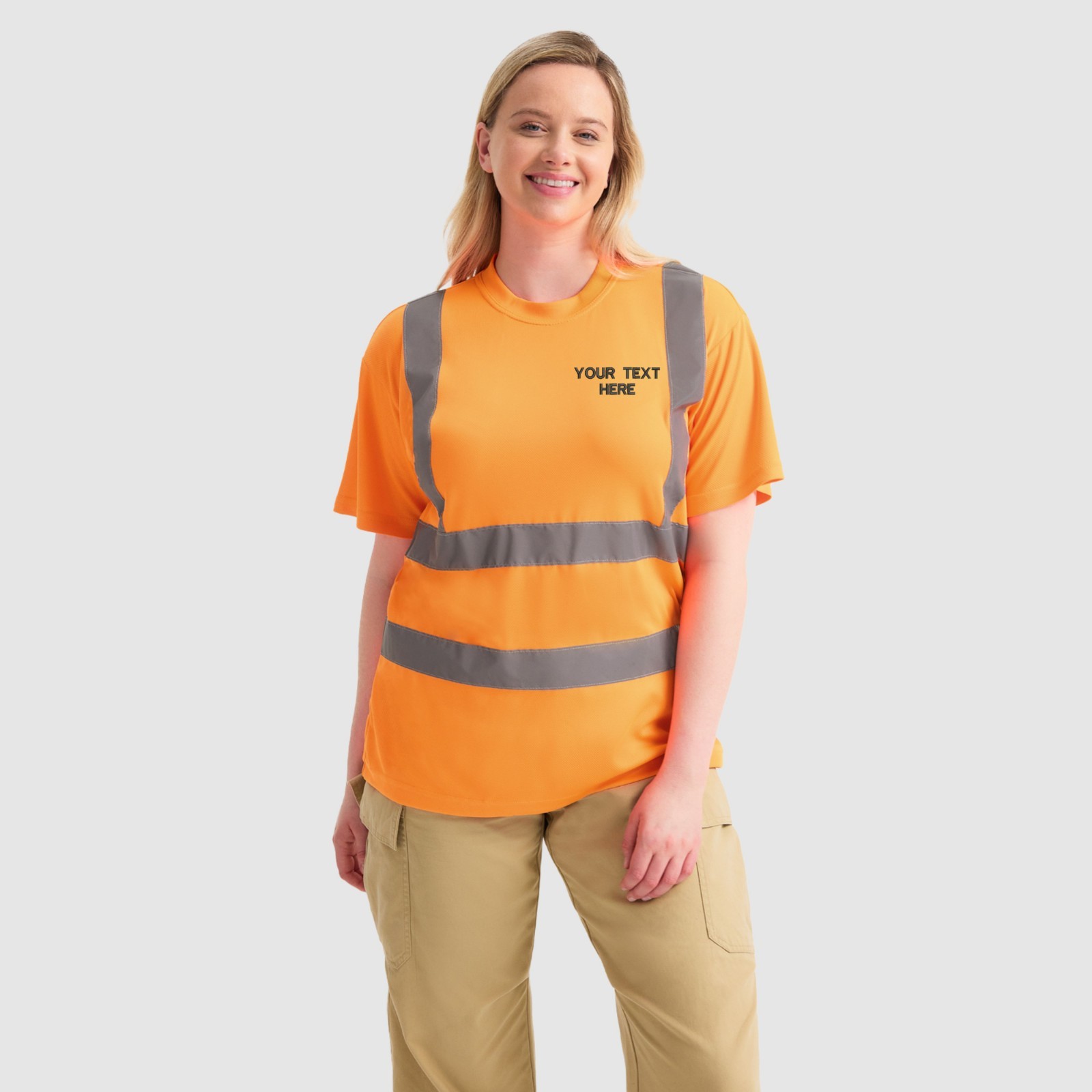 Custom Uneek Hi Vis Short Sleeve T-Shirt Your Text Here Embroidered Safety Top