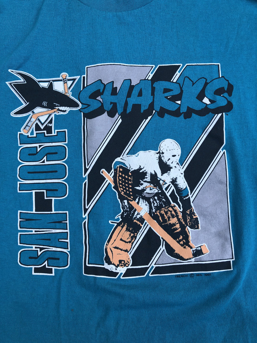 San Jose Sharks NHL Vintage 1991 Trench Single Stitch T Shirt Size L gallery