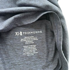 7 Diamonds Men L Blue Heather Core Henley Performance Long Sleeve Athletic Shirt