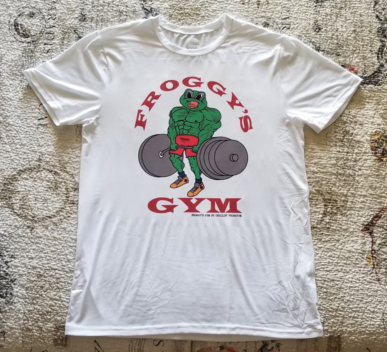 FROGGY’S GYM Workout Bodybuilding Exercise Old School Vintage Logo T-Shirt NEW