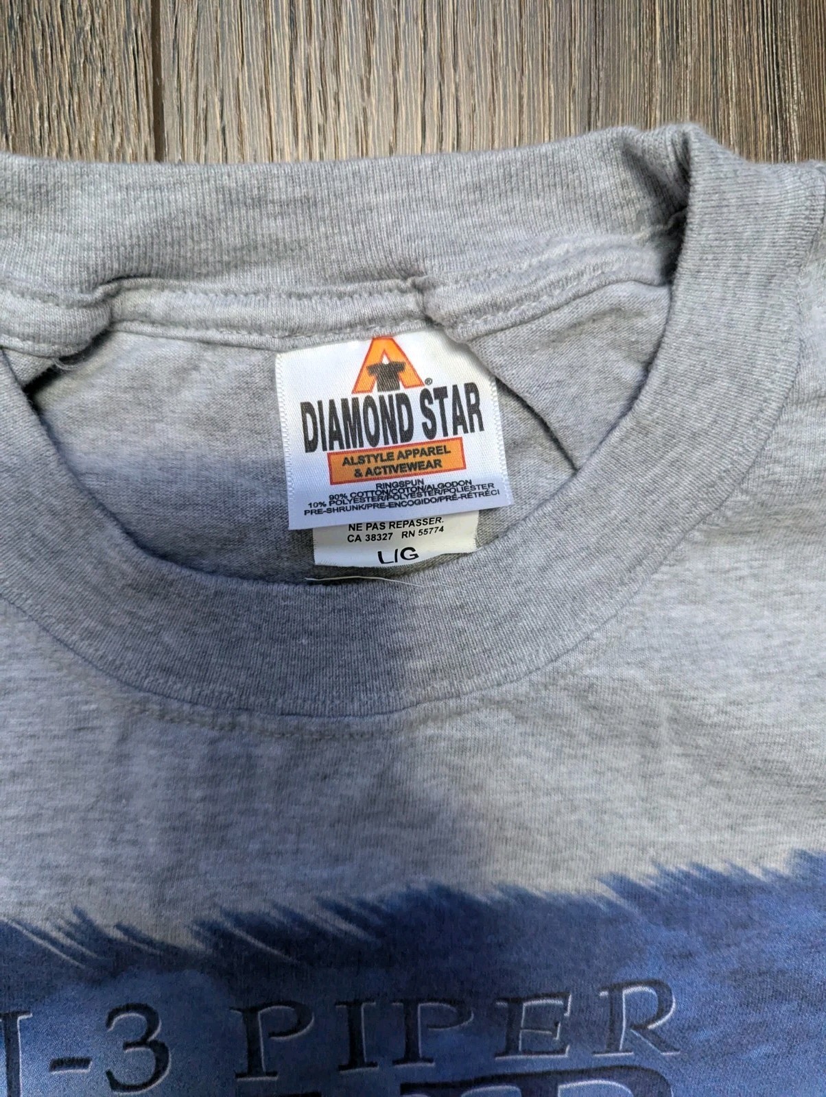 Vintage 2000 J-3 Piper Cub Airplane Grey Tee with Diamond Star Tag gallery