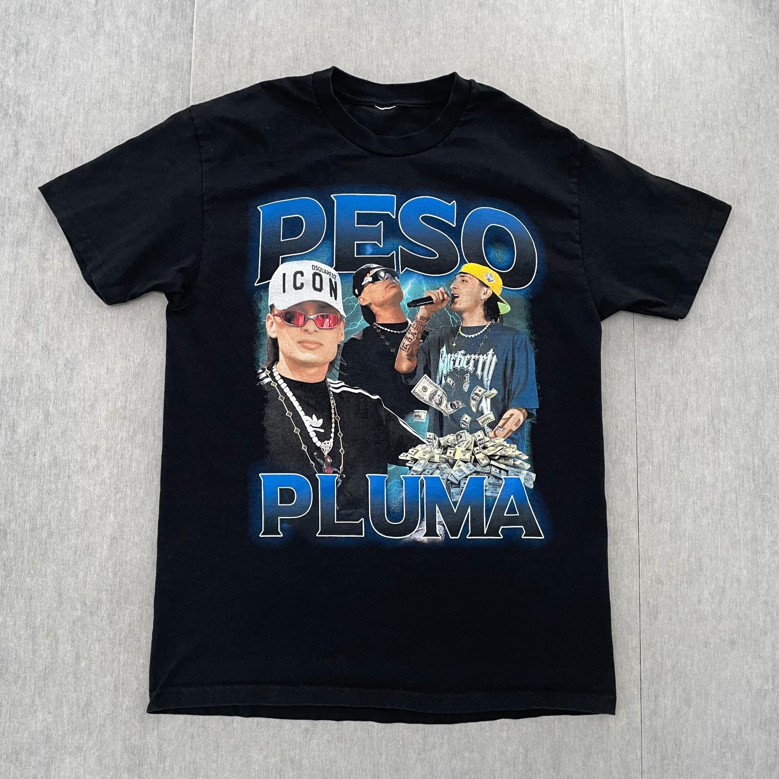 Peso Pluma Shirt Adult Medium Black La Doble P Banda Music Graphic Tee Mens M gallery