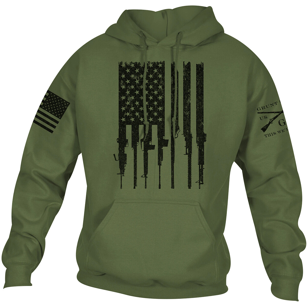 Grunt Style Rifle Flag 2.0 Pullover Hoodie - Military Green gallery