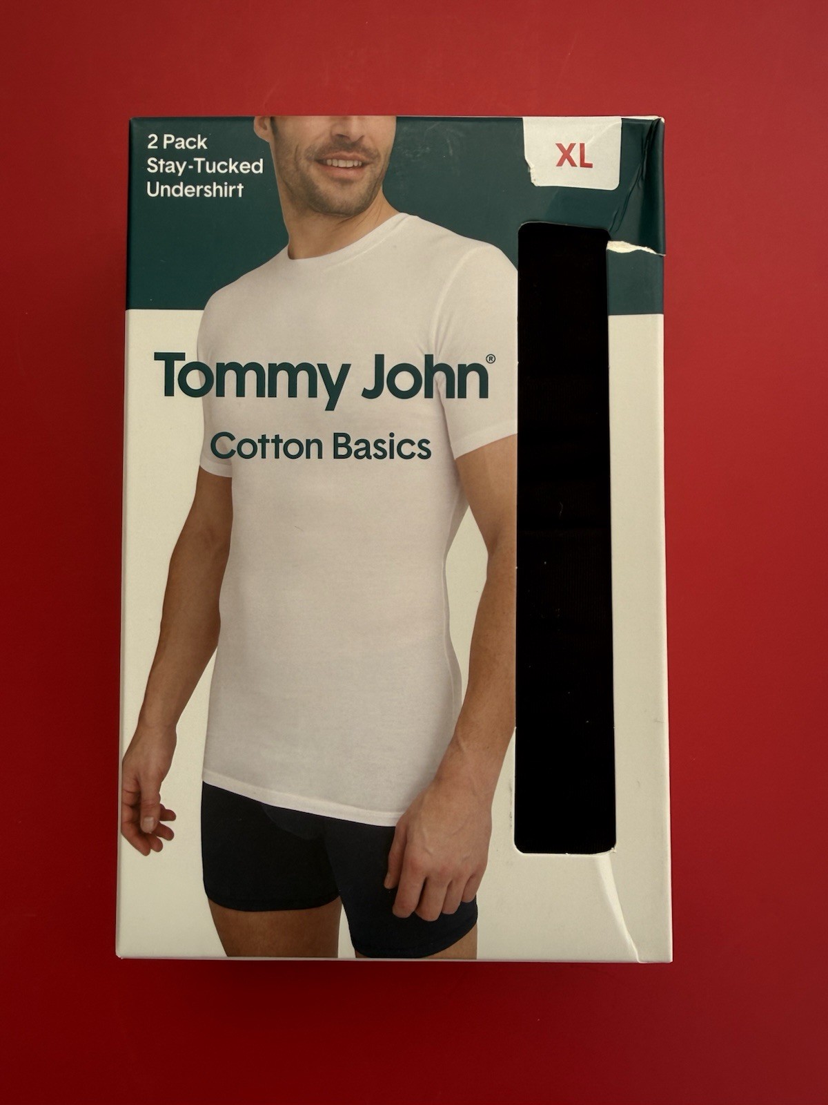 Tommy John X-Large Cotton Stay Tucked Undershirt Black Crew 2-Pack Tee Shirt New