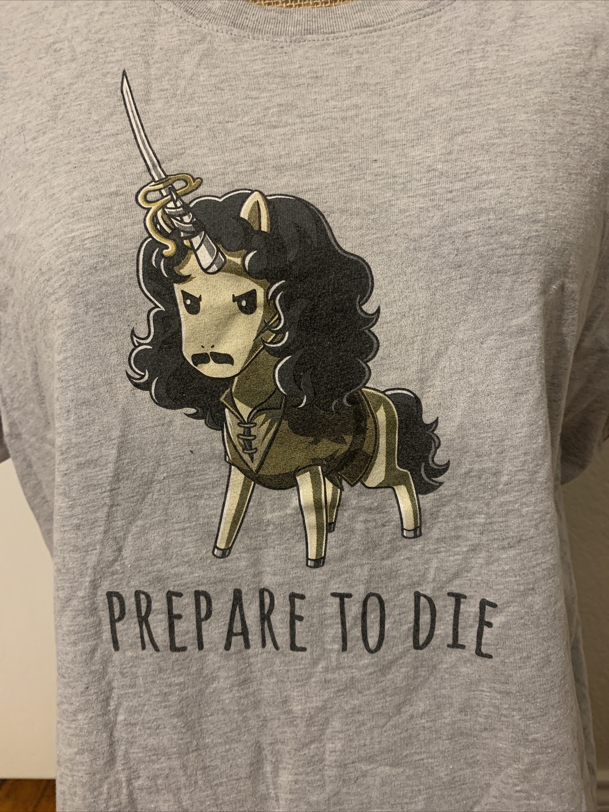 Teeturtle 2XXl Gray Unisex T Shirt Killer Unicorn Prepare To Die Gray 95% Cotton gallery