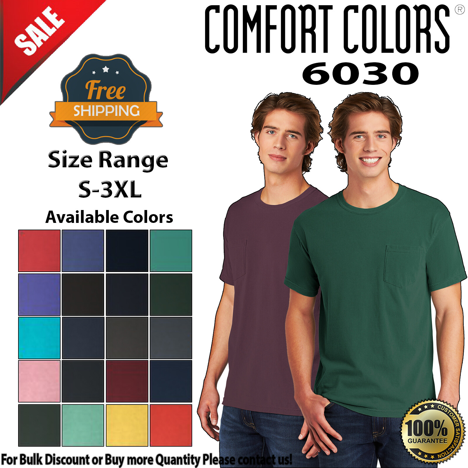 COMFORT COLORS 6030 Mens Short Sleeve Heavyweight Crew Neck T-Shirt With Pocket gallery