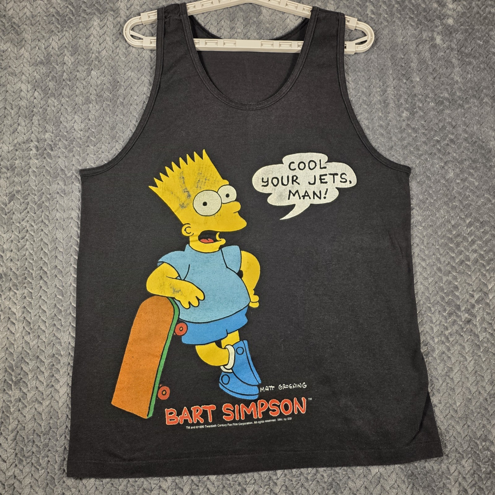 Vintage The Simpsons Bart Simpson Tank Top Men’s Medium Black Single Stitch 1990 gallery