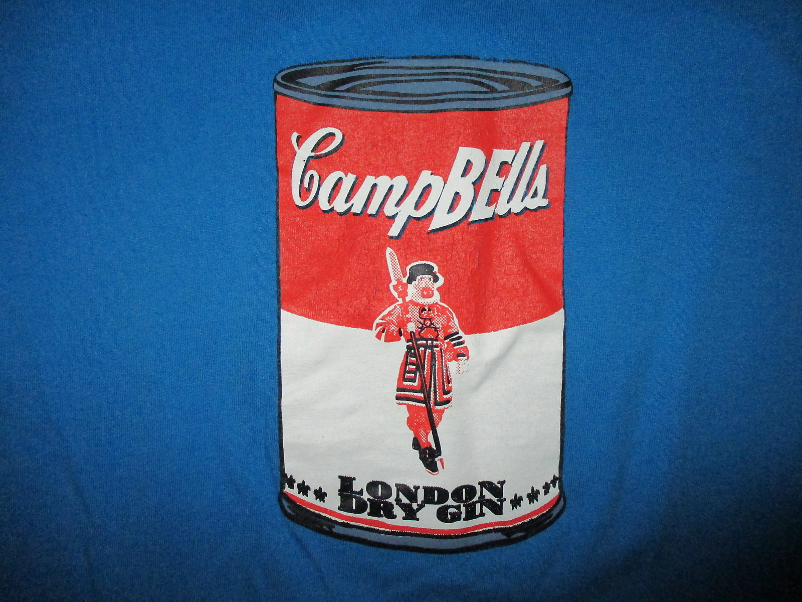 POP ART T SHIRT Dry Gin Camp bells London Soup can Beefeater Lois Knits SMALL gallery