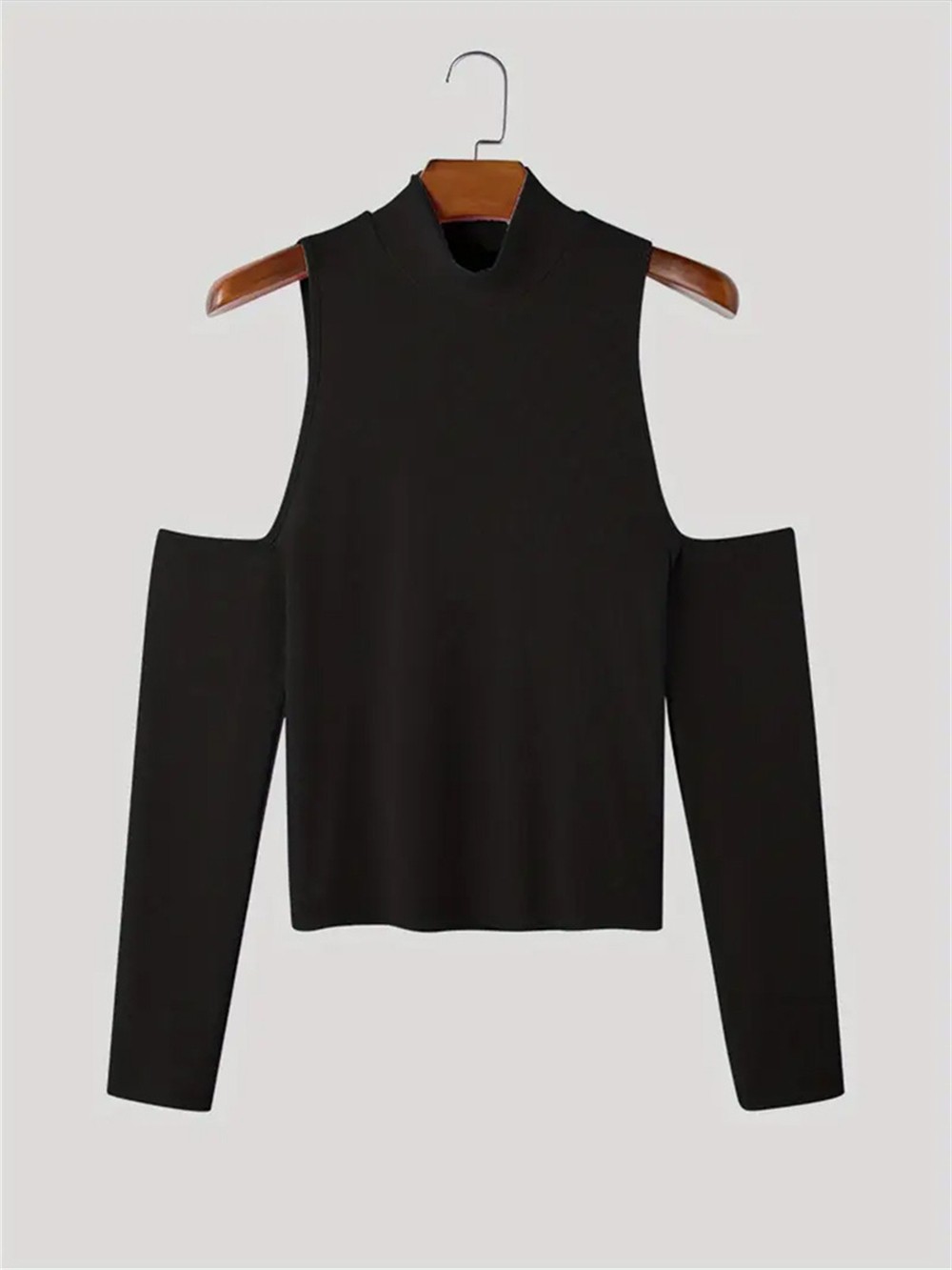 Mens Cold Shoulder Top Casual Pullover Skinny Long Sleeve T-Shirt Sexy Crop Tops gallery
