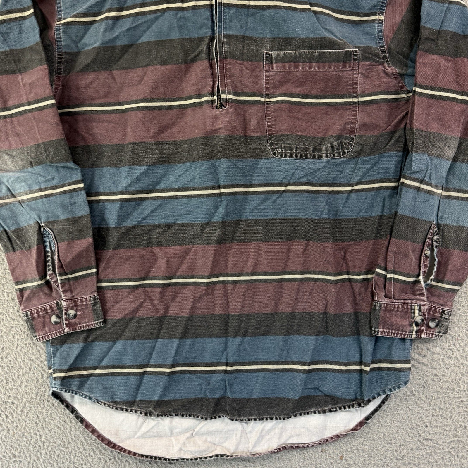 Vintage PB&Co Shirt Mens Large Half Zip Grunge 90s Striped Long Sleeve Hip Hop gallery