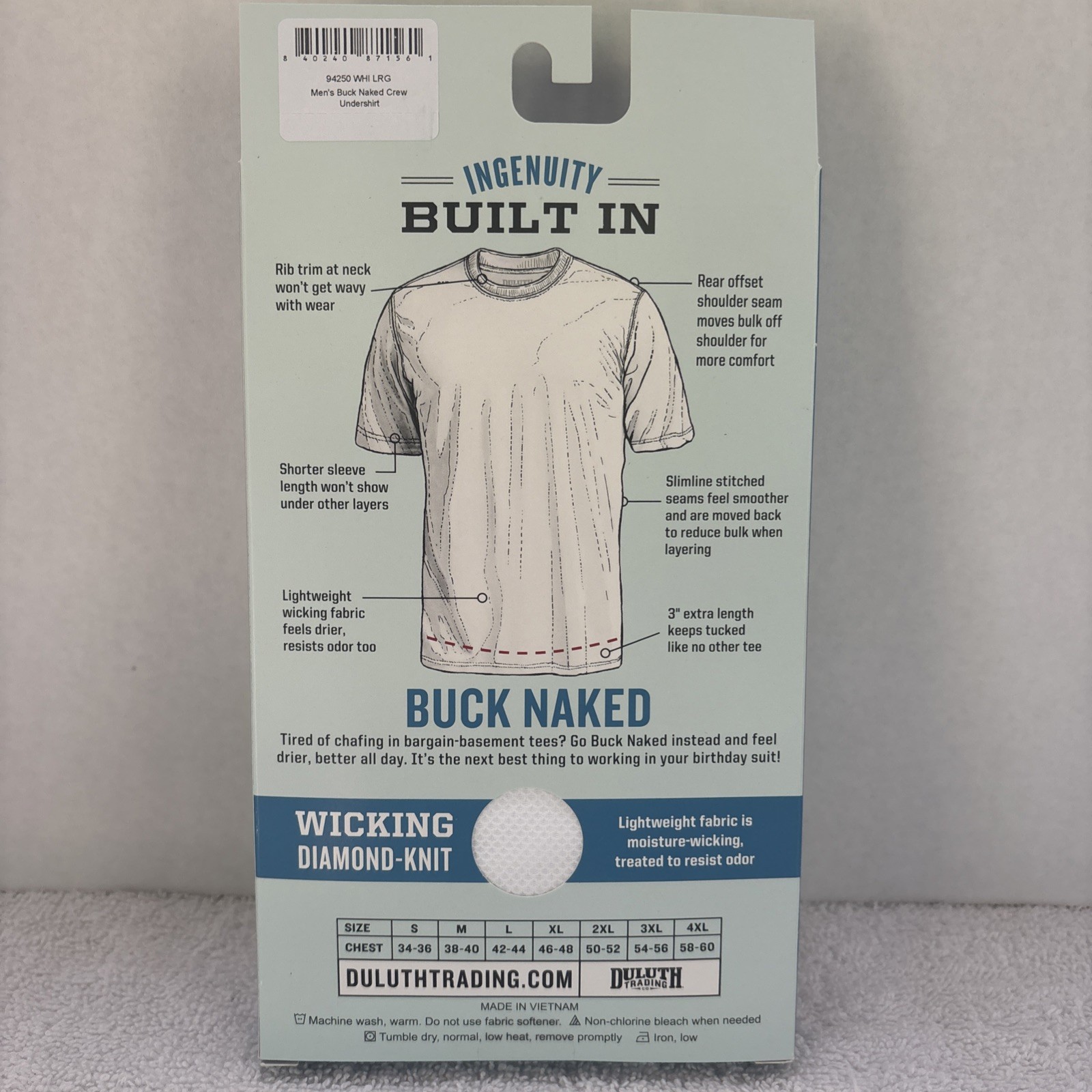 Duluth Trading Co Men's White Go Buck Naked Performance Crew Undershirt Size L gallery