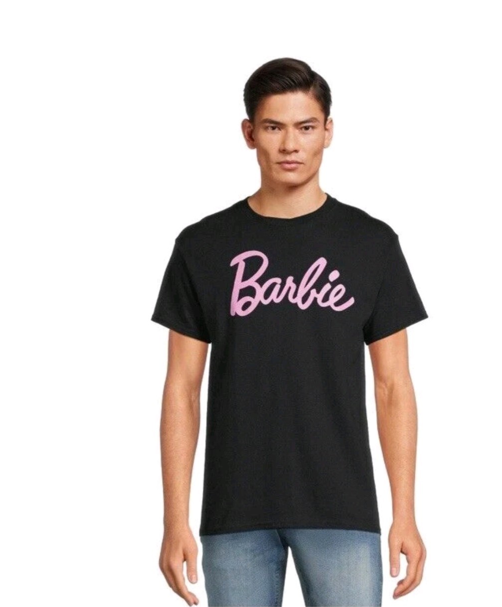Barbie Mens Short Sleeve Black Crewneck Logo Graphic T- shirt Size S 34-36 Small