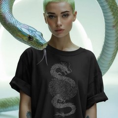 Binary Code Dragon Dragon Cyberpunk Hacker Japan Nerd Geek T-Shirt