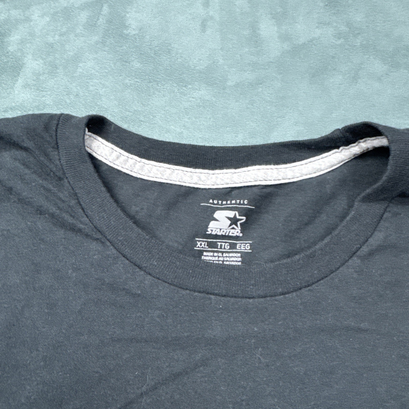 Starter Big Logo Graphic Crew Neck T Shirt Men’s 2XL Black Silver Spellout gallery