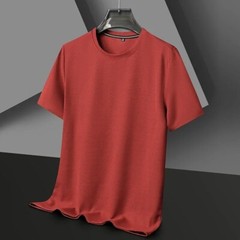 New Men Summer Waffle Round Neck Short Sleeve T-Shirt Breathable Stylish Gift