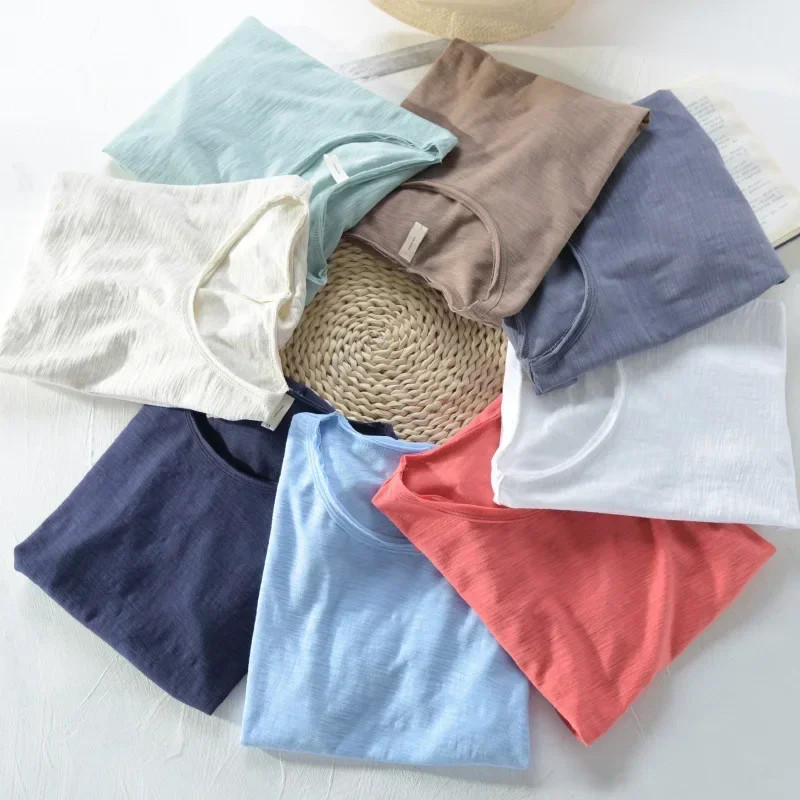 Mens Retro Raw Edge T-Shirt 100% Cotton Lightweight Breathable Slim-fit gallery