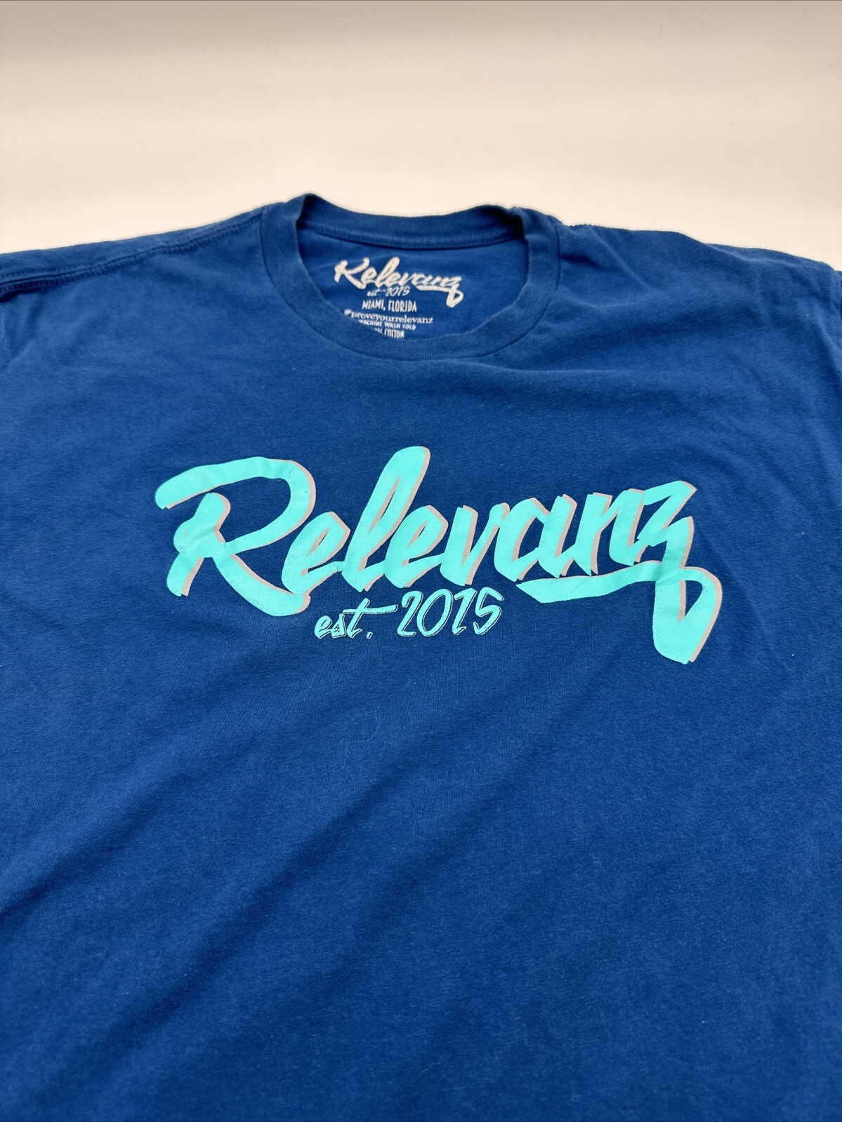 Relevanz T-Shirt Men Small Blue Spell Out Logo..#12640 gallery