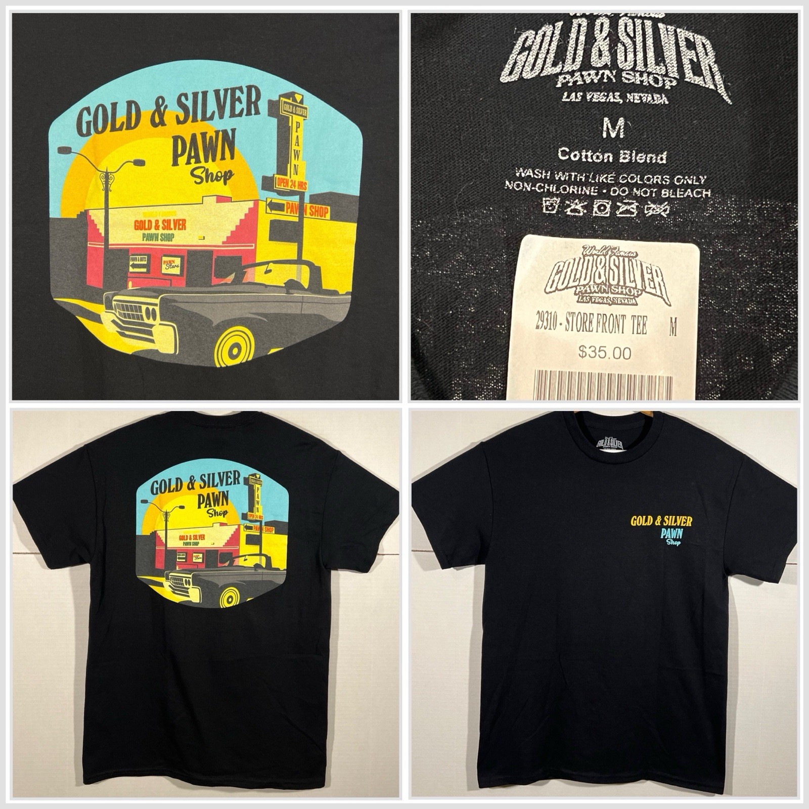 Gold And Silver Pawn Shop Las Vegas Nevada Store Front Tee Shirt Sz Medium Black