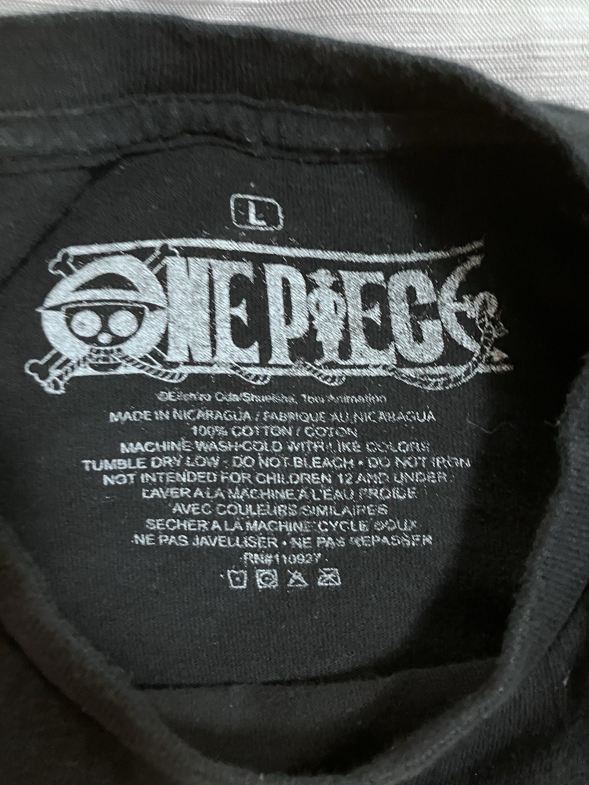One Piece Stained Glass Window Monkey D. Luffy Black T-Shirt Size Large EUC gallery