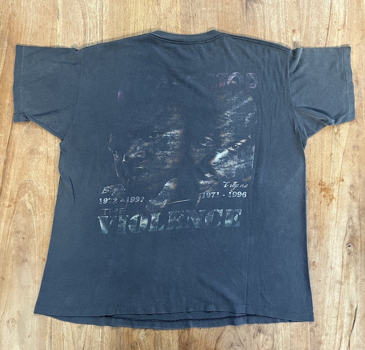 Vintage 90s Tupac Biggie Smalls ‘In Memory Of’ Rap Tee Stop The Violence XL gallery