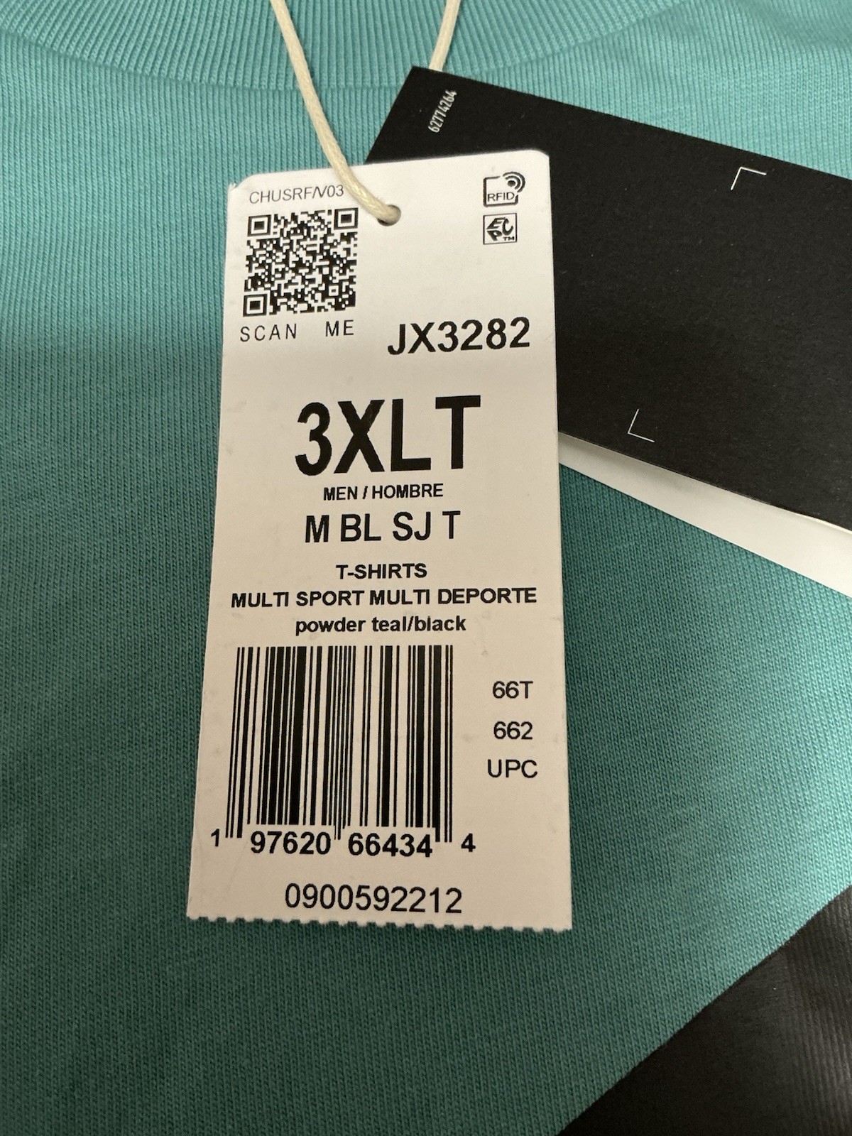 New Men’s Adidas Logo, Multi Sport Short Sleeve Tee, Powder Teal/Black - 3XLT gallery
