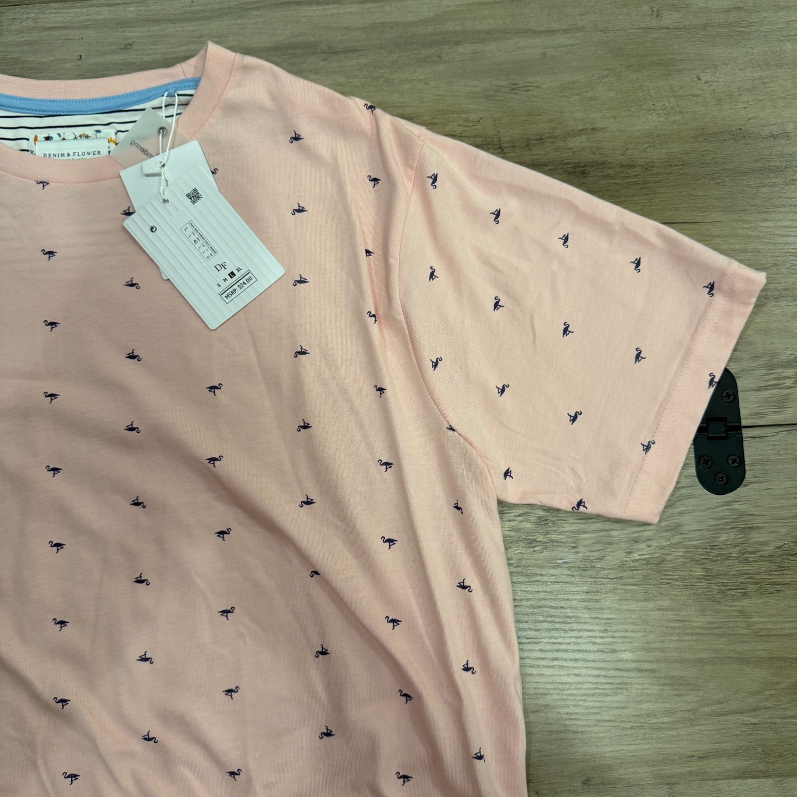 New Denim and Flower Ricky Singh Large Pink Crane Print T shirt gallery