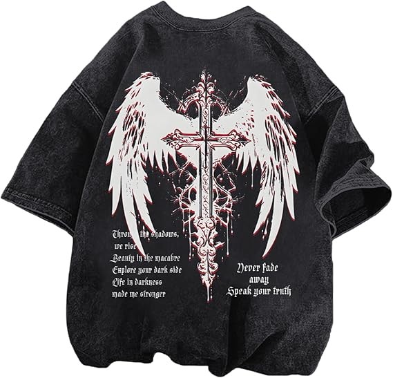 Vintage Goth Punk Graphic T-Shirt Mens Grunge Y2K Streetwear Tee gallery