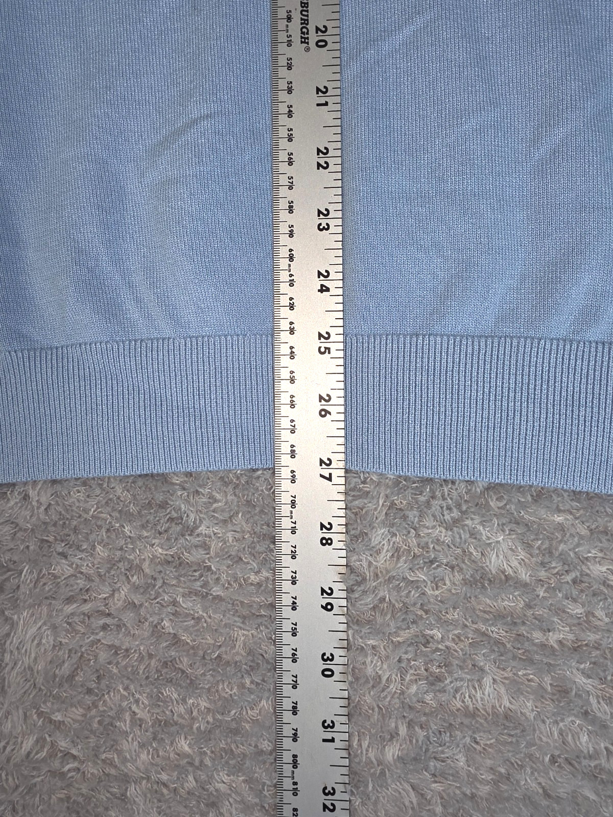PJ PAUL JONES Mens Knitted T-Shirt Ribbed Cuff Crew Light Academia Blue 2XL gallery