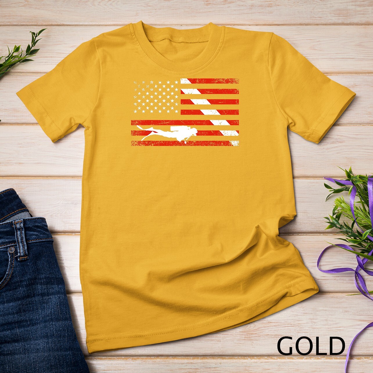 Diver Down Dive Flag Scuba Diving American Flag T-Shirt Unisex T-shirt gallery
