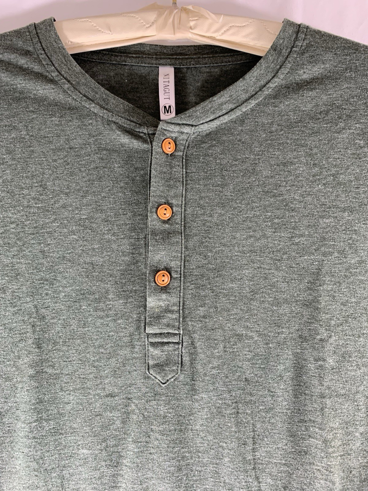 MENS NITAGUT SZ M HENLEY 3 BUTTON PULLOVER LONG SLEEVE T-SHIRT NWOT GREY COLOR gallery
