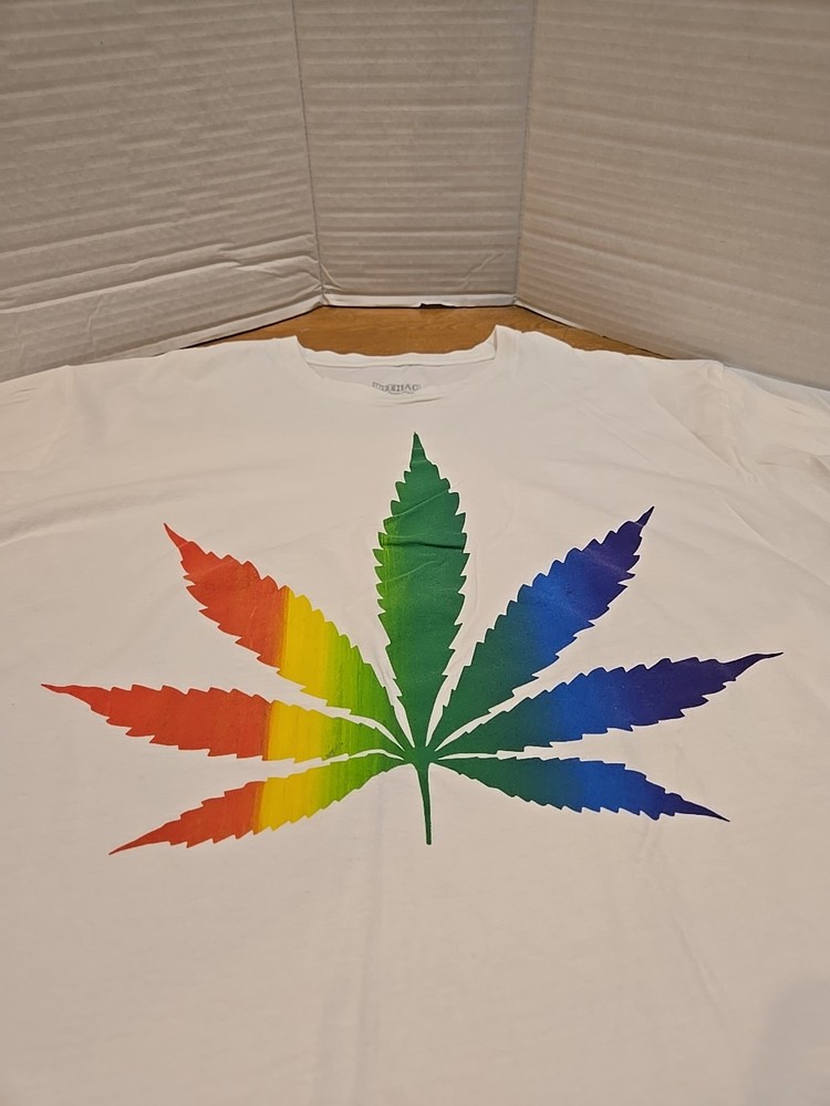 Rainbow Cannabis Leaf Pride Cotton Crew T-shirt LGBTQ Withac.net USA Made 420