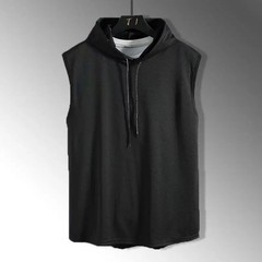 Solid Color Men’s Tank Tops Vest Sleeveless Tees For Male Hooded