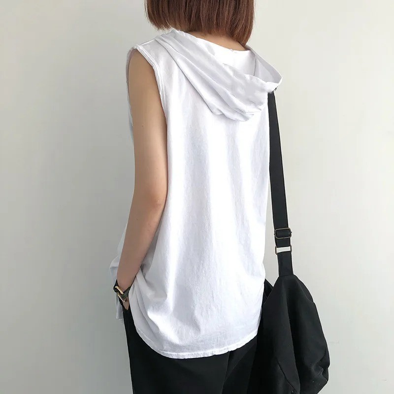Solid Color Men's Tank Tops Vest Sleeveless Tees For Male Hooded gallery