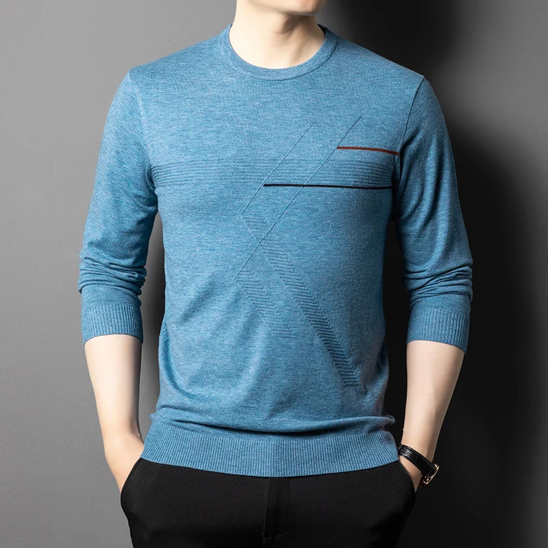 Anti-Pilling High-End Knit Men Pullover Sweater Jumper New Lightweight Round Nec gallery