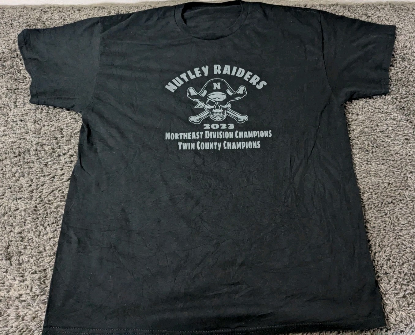 Nutley High School home of the Raiders T Shirt Men’s XL Black Short Sleeve 2023