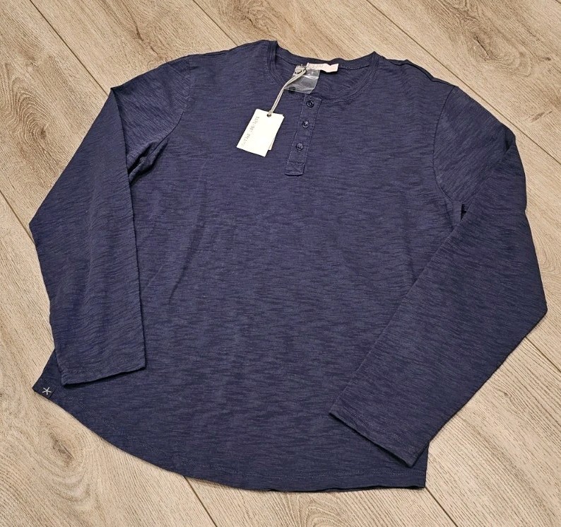 Barefoot Dreams Henley Shirt w/placket Cotton Long Sleeve Sz L