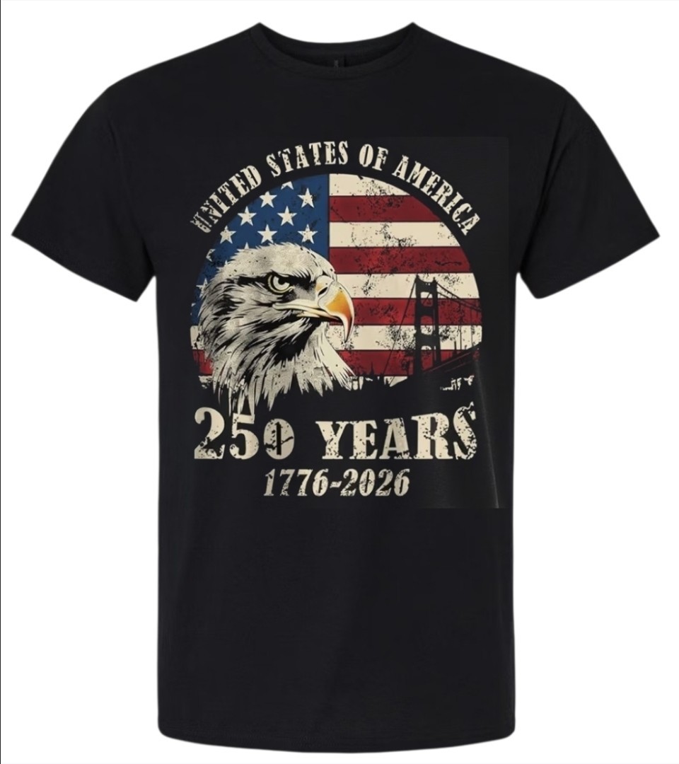 250 Years of Freedom T-shirt Men’s or Youth Small to 5X-Large Black Style 4