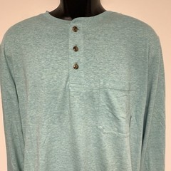 Ocean Coast Men’s Medium Teal Green L/S Pocket Henley T-Shirt NWT