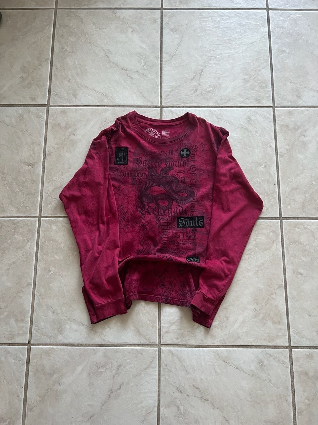 Affliction Sacred Souls Renegade Snake Red Wash Long Sleeve T-Shirt gallery