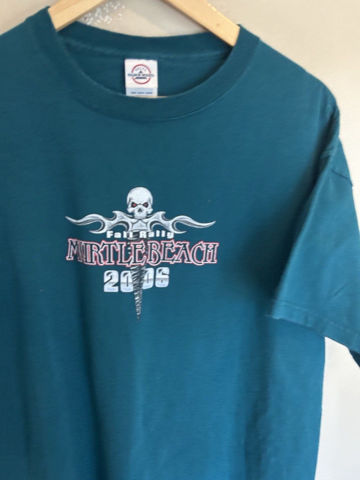 Myrtle Beach Bike Week Mens Vintage Graphic Tee Teal Delta Large gallery