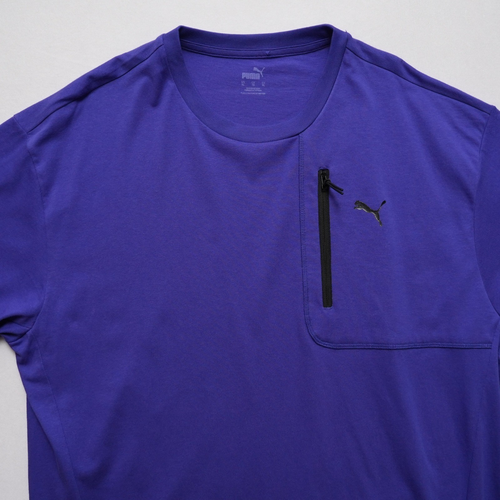 Puma T Shirt Mens XL Open Road Purple Zipper Pocket Athletic Short Sleeve gallery