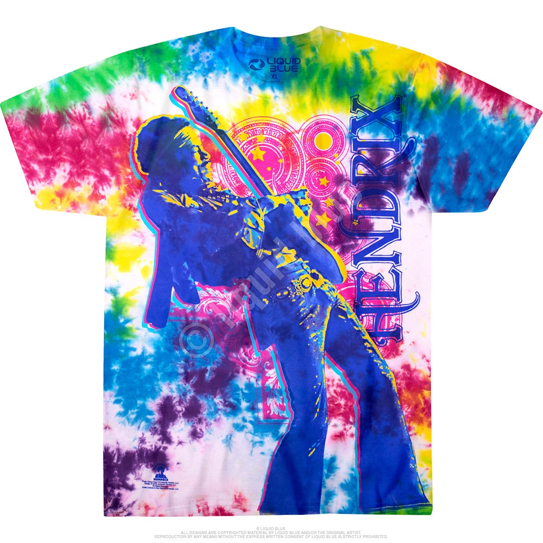 Jimi Hendrix Electric Lady Tie-Dye T-Shirt Liquid Blue gallery