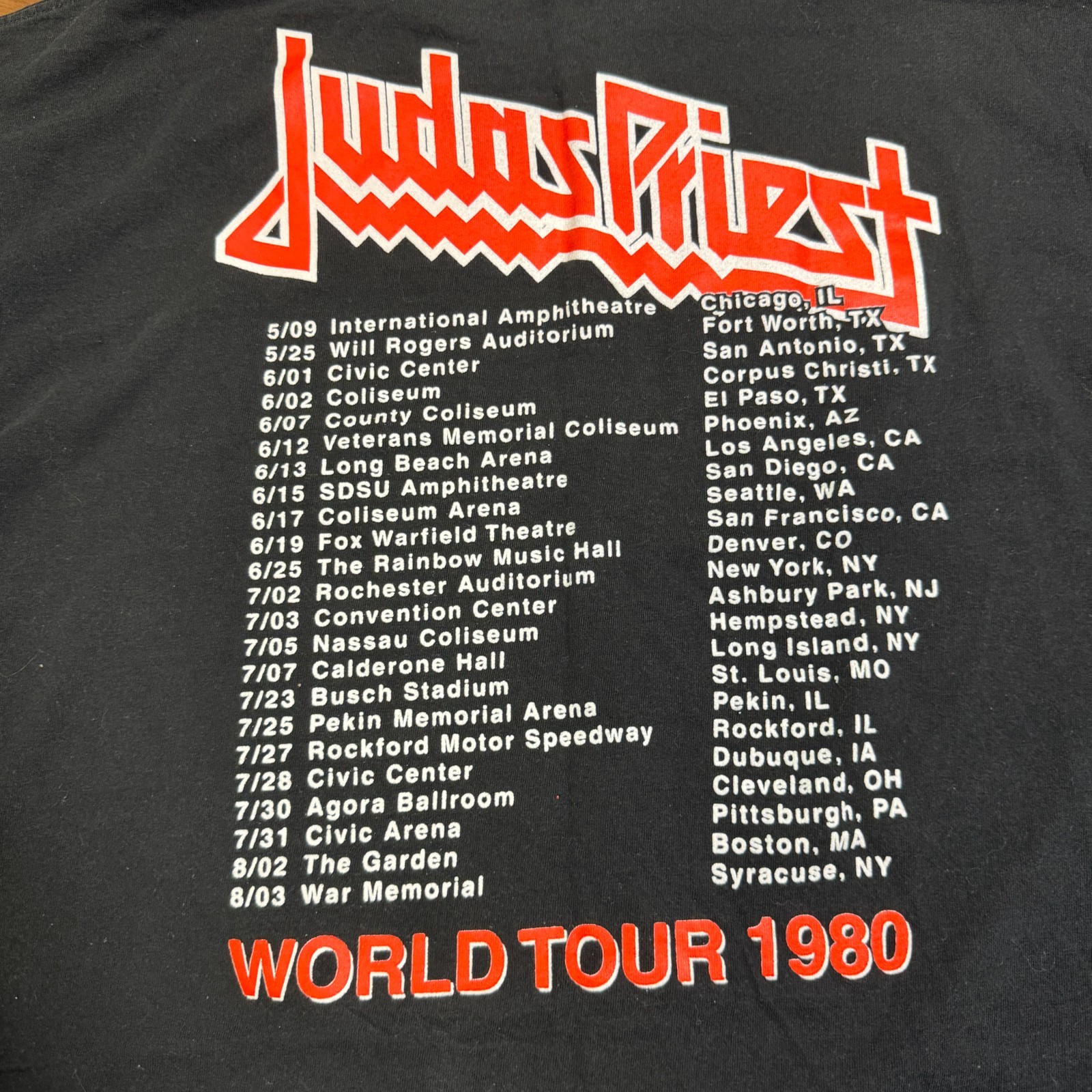 Vintage Judas Priest BRITISH STEEL 1980 World Tour T-Shirt XL Black Delta gallery