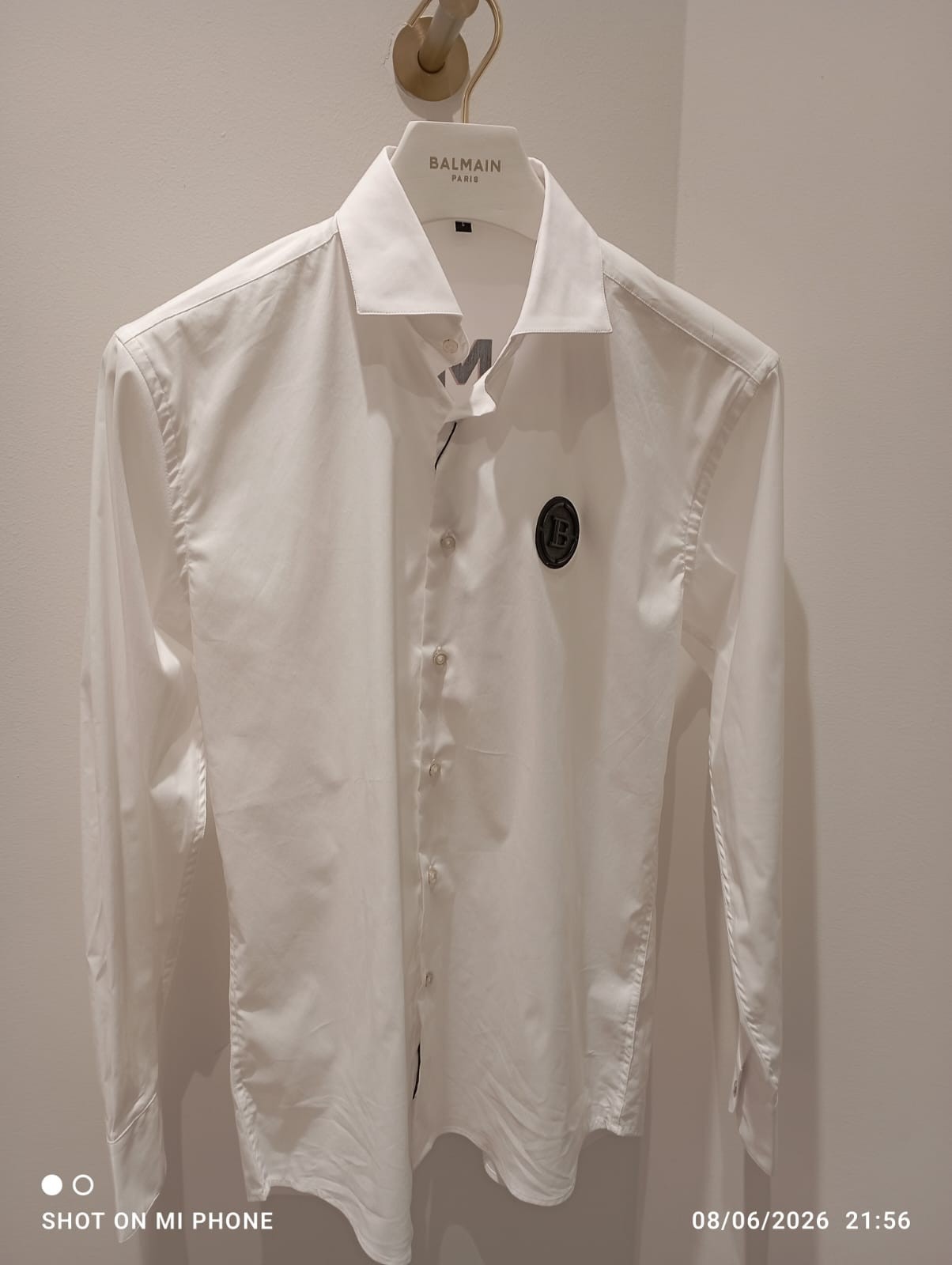 balmain white shirt with Front Logo and printed written on the back gallery