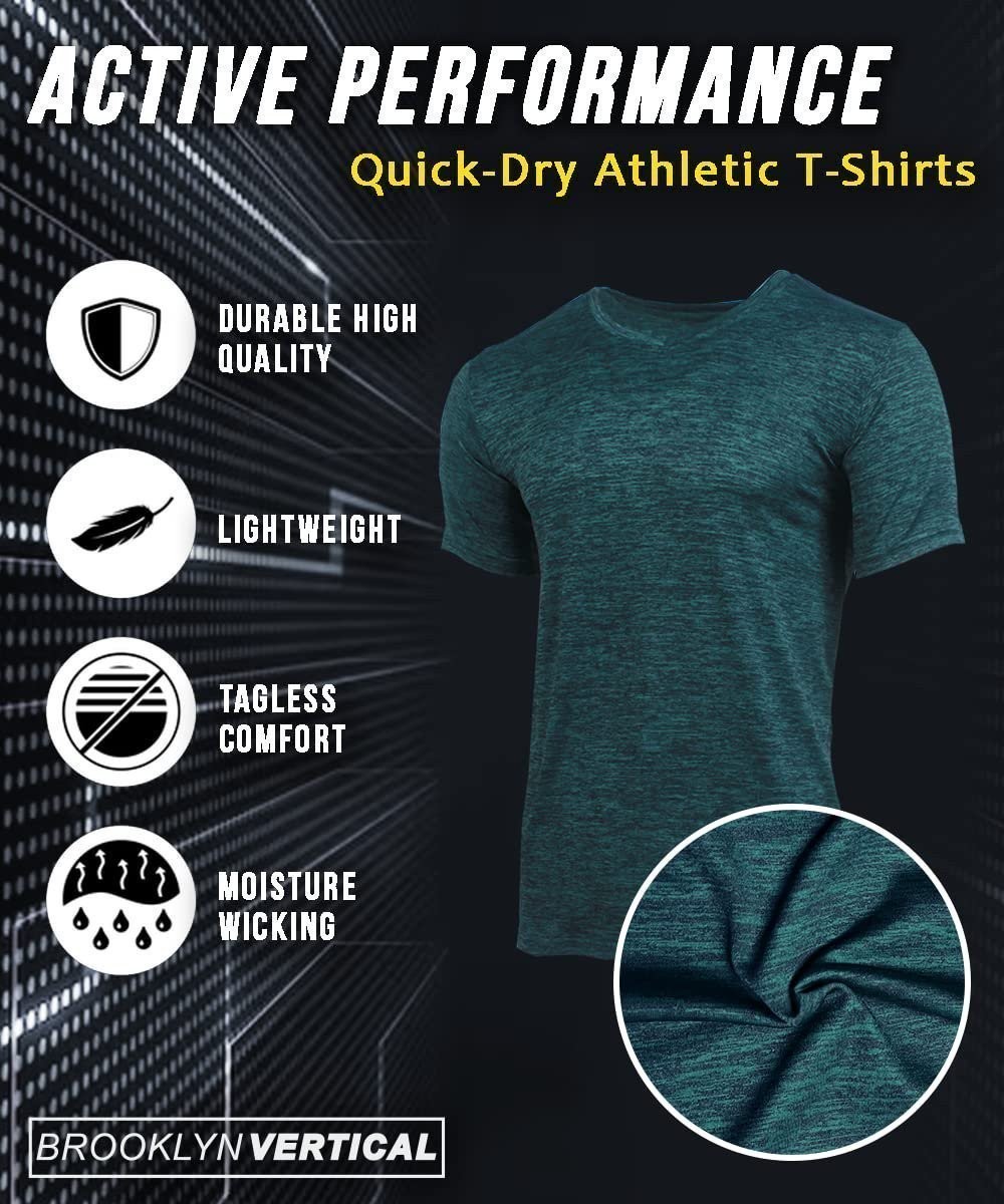 BROOKLYN VERTICAL Men’s 5-Pack V-Neck Quick Dry Moisture Wicking Active... gallery