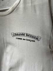 2007 chrome hearts x comme des garcons white t-shirt, preowned size medium