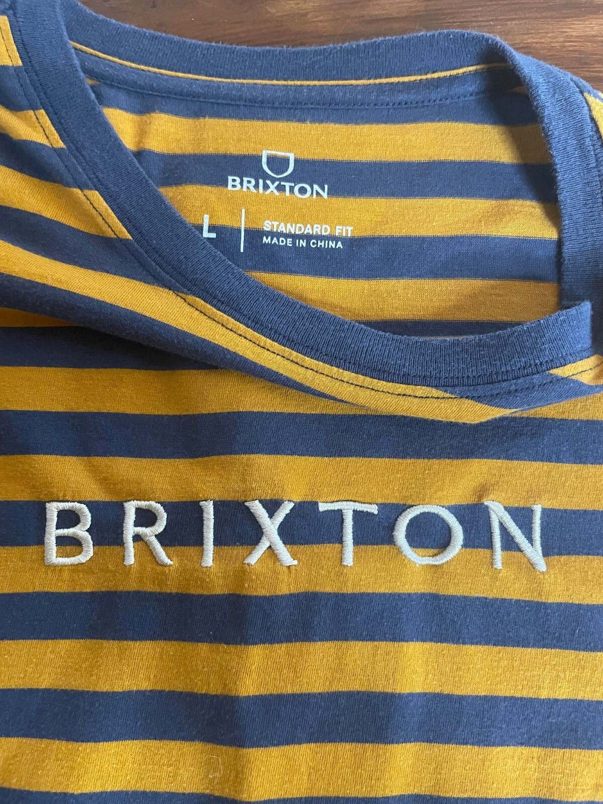 Brixton Shirt Mens L Stripped Spell Out Text Graphic Casual Tee Adults Standard gallery