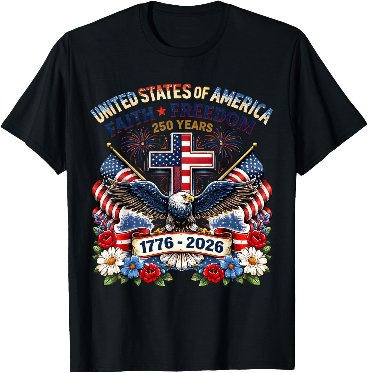 Vintage Faith Freedom 250 Years 1776 2026 Independence USA T-Shirt gallery